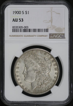 Obverse of this 1900-S Morgan Dollar NGC AU-53