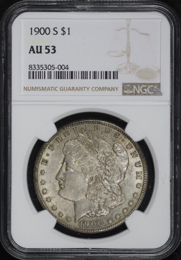 Obverse of this 1900-S Morgan Dollar NGC AU-53