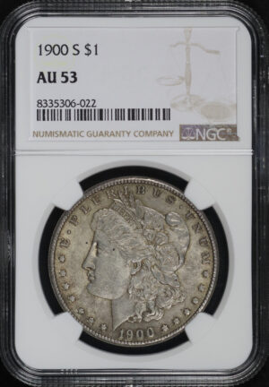 Obverse of this 1900-S Morgan Dollar NGC AU-53