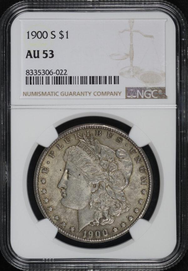 Obverse of this 1900-S Morgan Dollar NGC AU-53