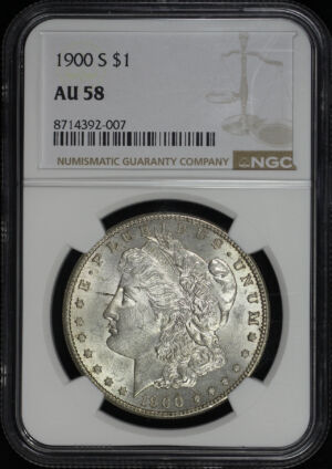 Obverse of this 1900-S Morgan Dollar NGC AU-58