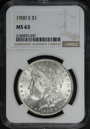Obverse of this 1900-S Morgan Dollar NGC MS-63