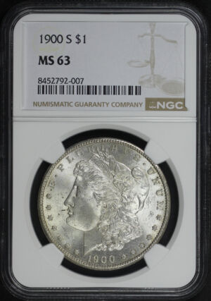 Obverse of this 1900-S Morgan Dollar NGC MS-63