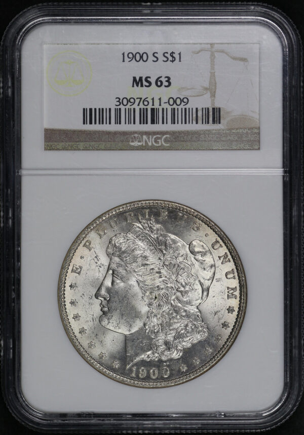 Obverse of this 1900-S Morgan Dollar NGC MS-63