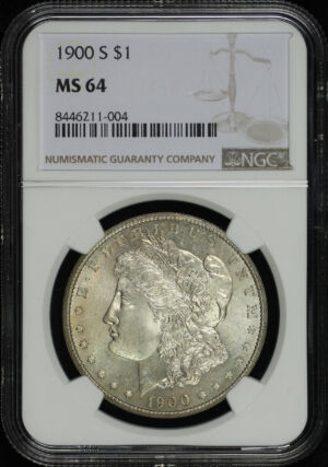 Obverse of this 1900-S Morgan Dollar NGC MS-64