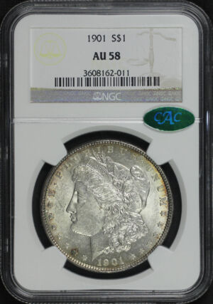 Obverse of this 1901 Morgan Dollar NGC AU-58 CAC