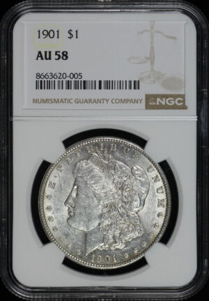 Obverse of this 1901 Morgan Dollar NGC AU-58