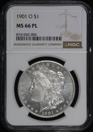 Obverse of this 1901-O Morgan Dollar NGC MS-66 PL