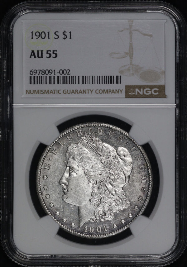 Obverse of this 1901-S Morgan Dollar NGC AU-55