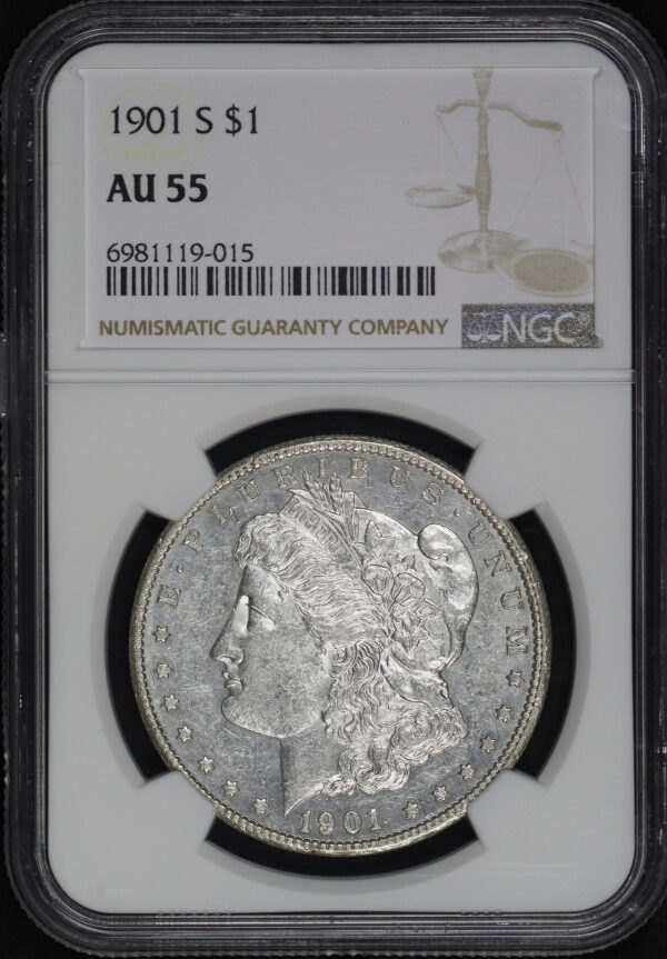 Obverse of this 1901-S Morgan Dollar NGC AU-55