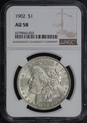 Obverse of this 1902 Morgan Dollar NGC AU-58