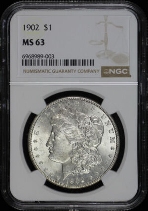 Obverse of this 1902 Morgan Dollar NGC MS-63