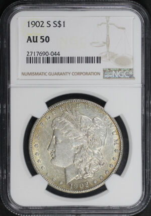 Obverse of this 1902-S Morgan Dollar NGC AU-50