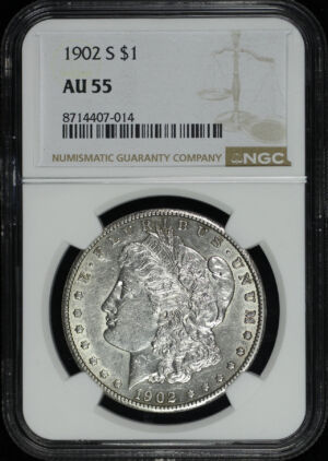 Obverse of this 1902-S Morgan Dollar NGC AU-55