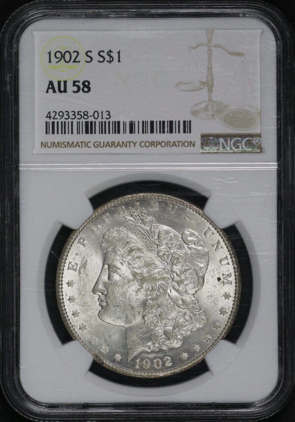 Obverse of this 1902-S Morgan Dollar NGC AU-58