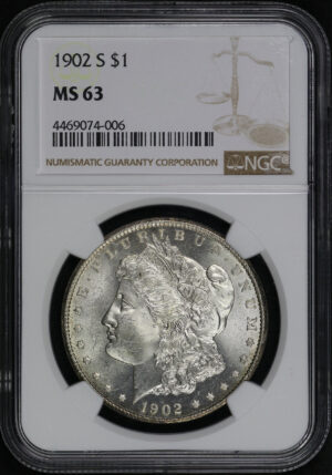 Obverse of this 1902-S Morgan Dollar NGC MS-63