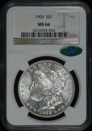 Obverse of this 1903 Morgan Dollar NGC MS-66 CAC