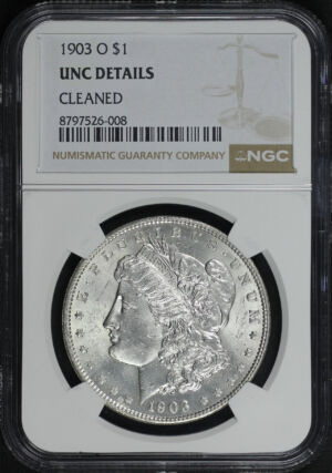 Obverse of this 1903-O Morgan Dollar NGC UNC Details Cleaned