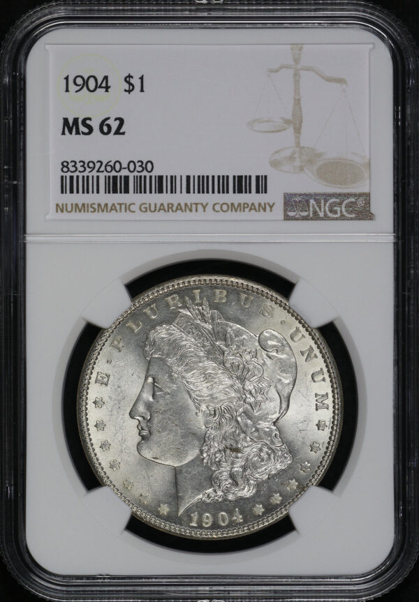 Obverse of this 1904 Morgan Dollar NGC MS-62