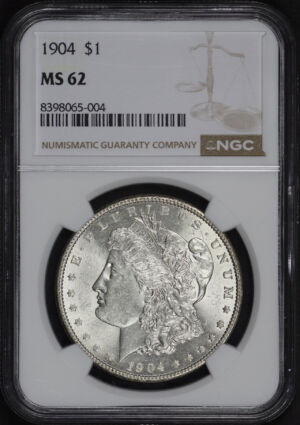 Obverse of this 1904 Morgan Dollar NGC MS-62