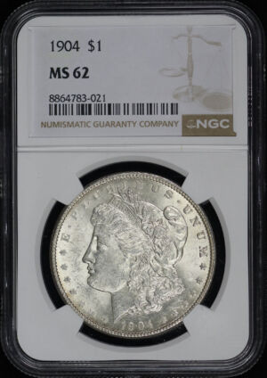 Obverse of this 1904 Morgan Dollar NGC MS-62