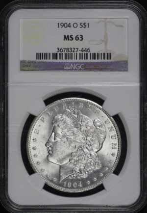 Obverse of this 1904-O Morgan Dollar NGC MS-63