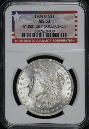 Obverse of this 1904-O Morgan Dollar NGC MS-63 MUSIC CITY COLLECTION