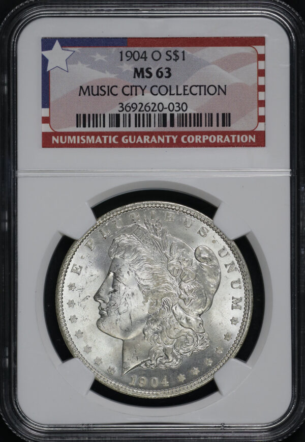 Obverse of this 1904-O Morgan Dollar NGC MS-63 MUSIC CITY COLLECTION