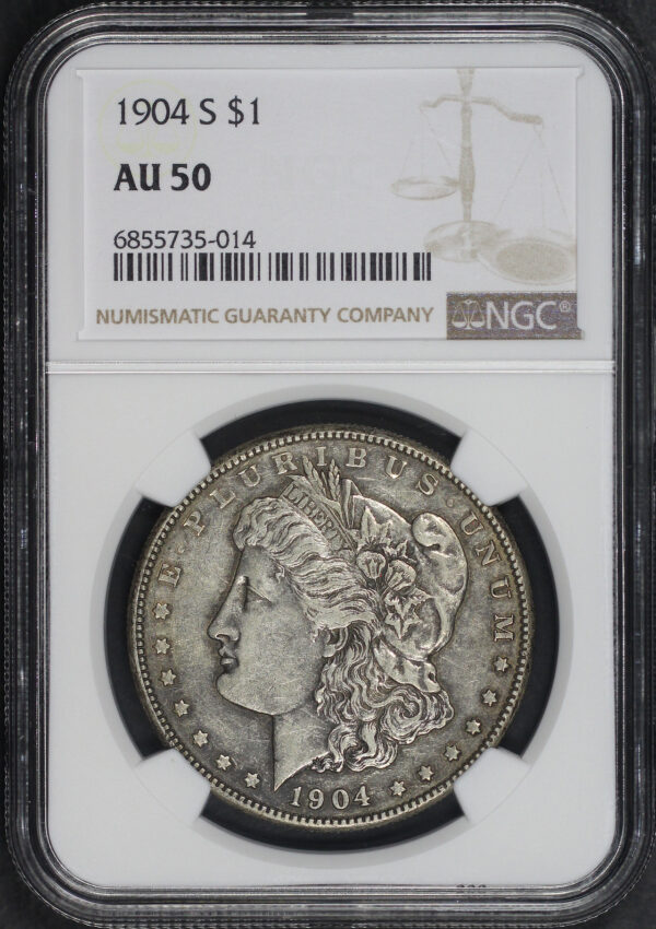 Obverse of this 1904-S Morgan Dollar NGC AU-50