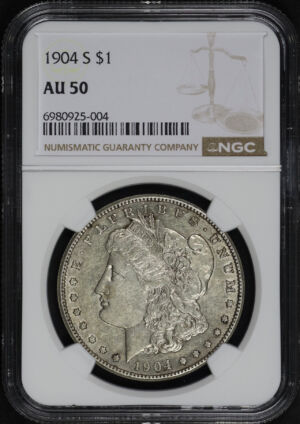 Obverse of this 1904-S Morgan Dollar NGC AU-50