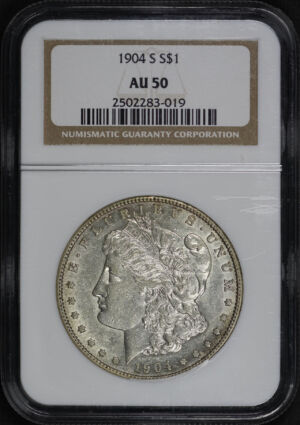 Obverse of this 1904-S Morgan Dollar NGC AU-50