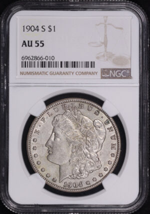 Obverse of this 1904-S Morgan Dollar NGC AU-55