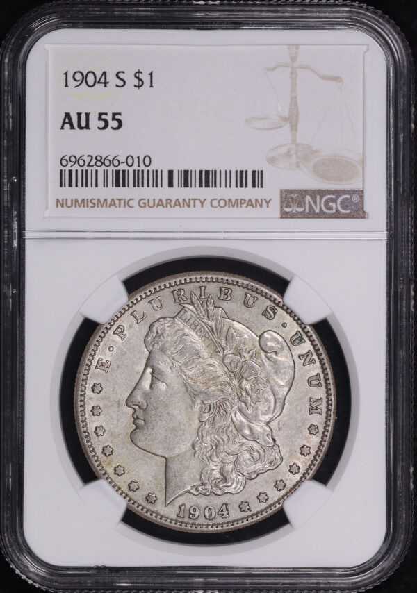 Obverse of this 1904-S Morgan Dollar NGC AU-55