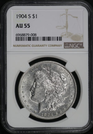 Obverse of this 1904-S Morgan Dollar NGC AU-55