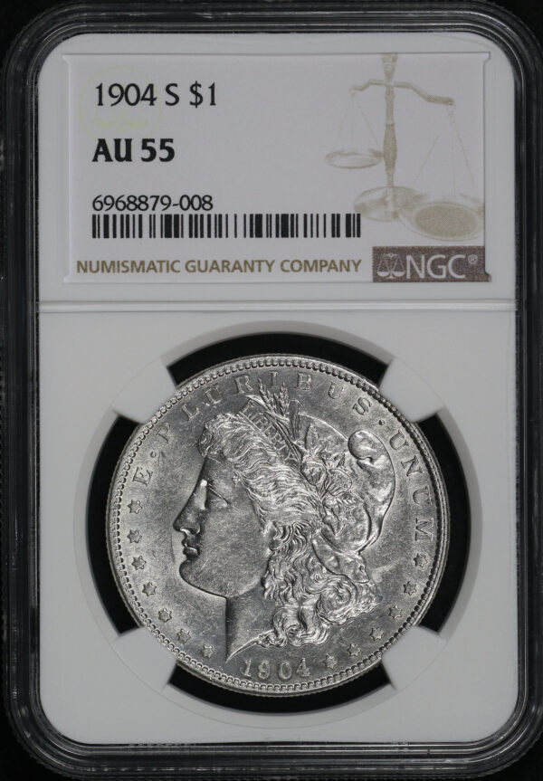 Obverse of this 1904-S Morgan Dollar NGC AU-55