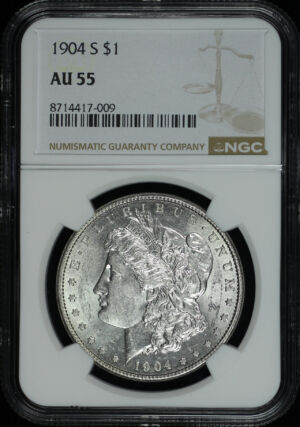 Obverse of this 1904-S Morgan Dollar NGC AU-55