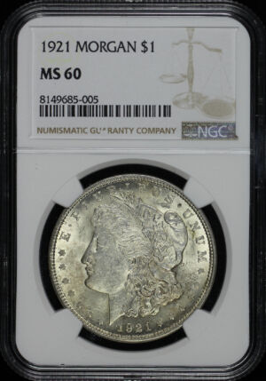 Obverse of this 1921 Morgan Dollar NGC MS-60