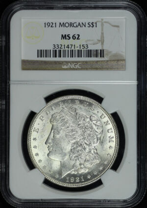 Obverse of this 1921 Morgan Dollar NGC MS-62