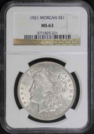 Obverse of this 1921 Morgan Dollar NGC MS-63