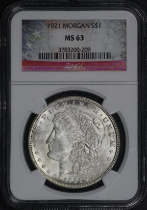 Obverse of this 1921 Morgan Dollar NGC MS-63