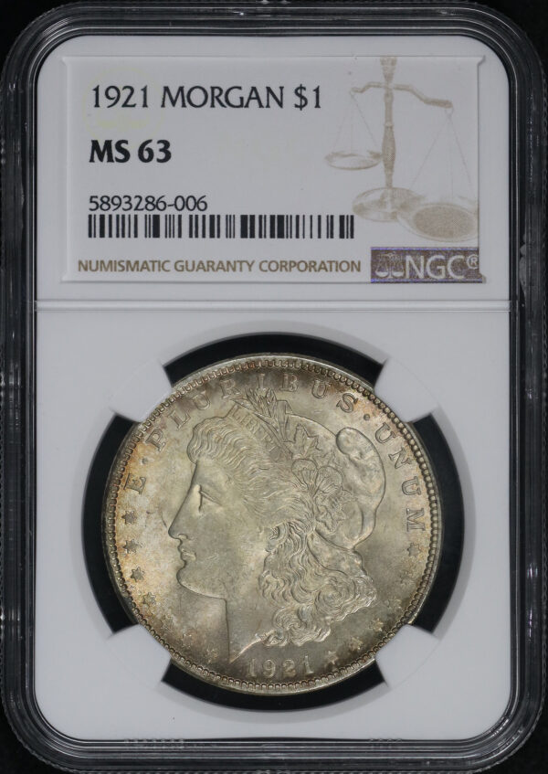 Obverse of this 1921 Morgan Dollar NGC MS-63