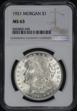 Obverse of this 1921 Morgan Dollar NGC MS-63