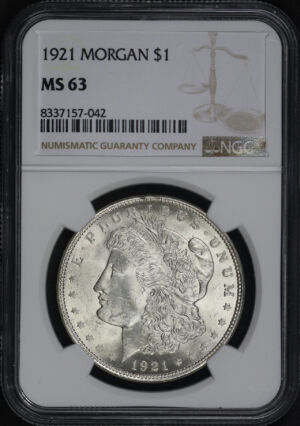 Obverse of this 1921 Morgan Dollar NGC MS-63