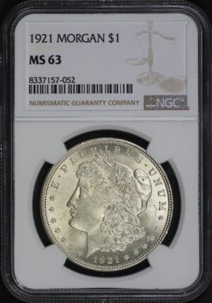 Obverse of this 1921 Morgan Dollar NGC MS-63