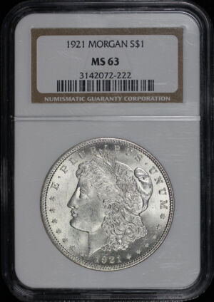 Obverse of this 1921 Morgan Dollar NGC MS-63