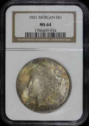 Obverse of this 1921 Morgan Dollar NGC MS-64