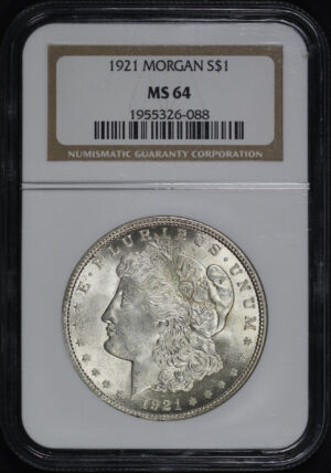 Obverse of this 1921 Morgan Dollar NGC MS-64