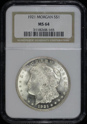 Obverse of this 1921 Morgan Dollar NGC MS-64