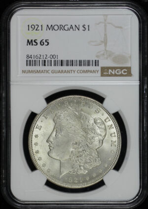 Obverse of this 1921 Morgan Dollar NGC MS-65