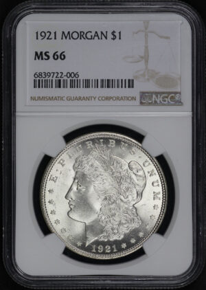 Obverse of this 1921 Morgan Dollar NGC MS-66